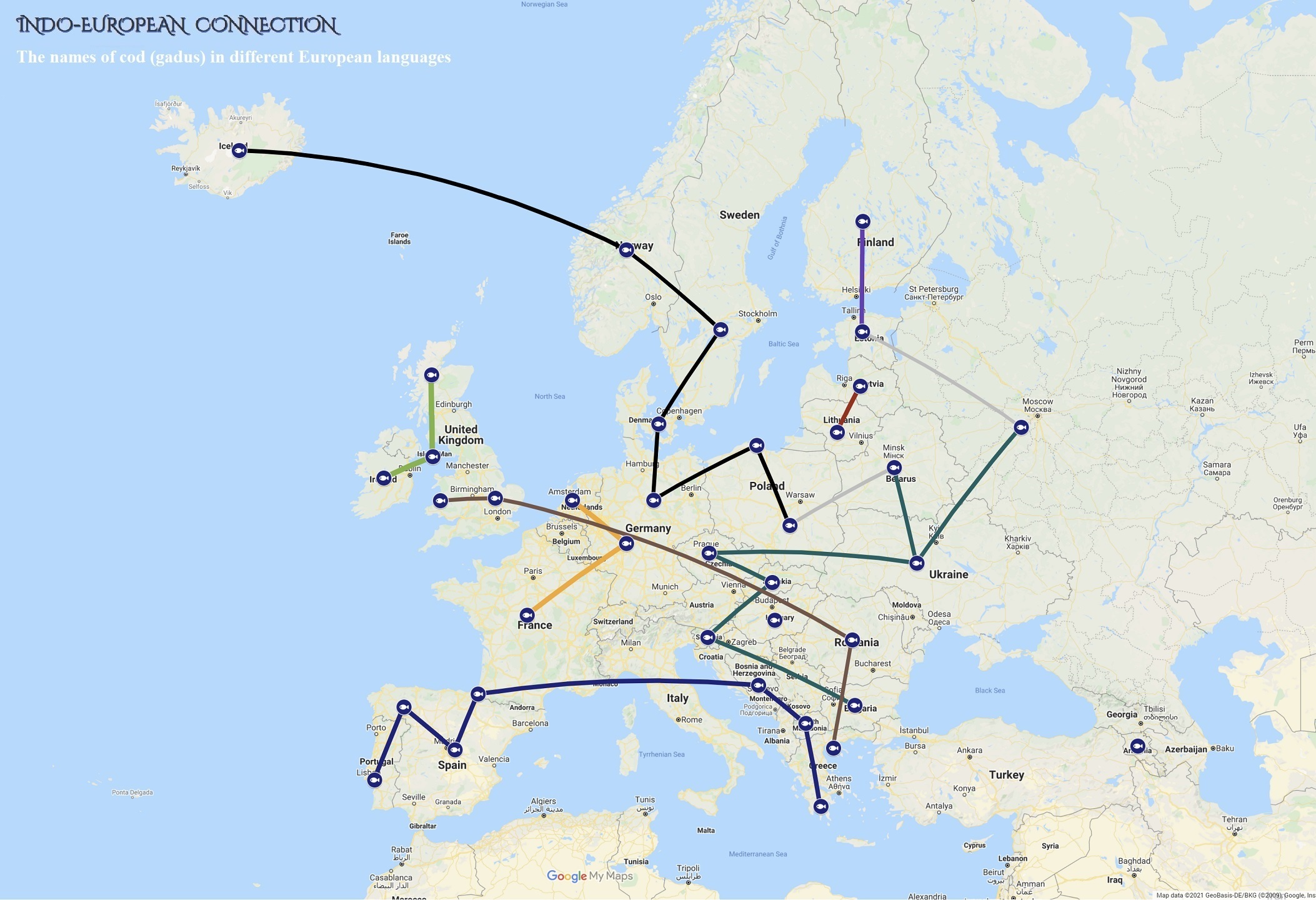 In Slavic languages the general name of a fish comes from the Indo-European name for a reptile, an amphibian or a critter animal. In R1b related Western Indo-European languages it comes from a name of a water snake piskes, pisker.