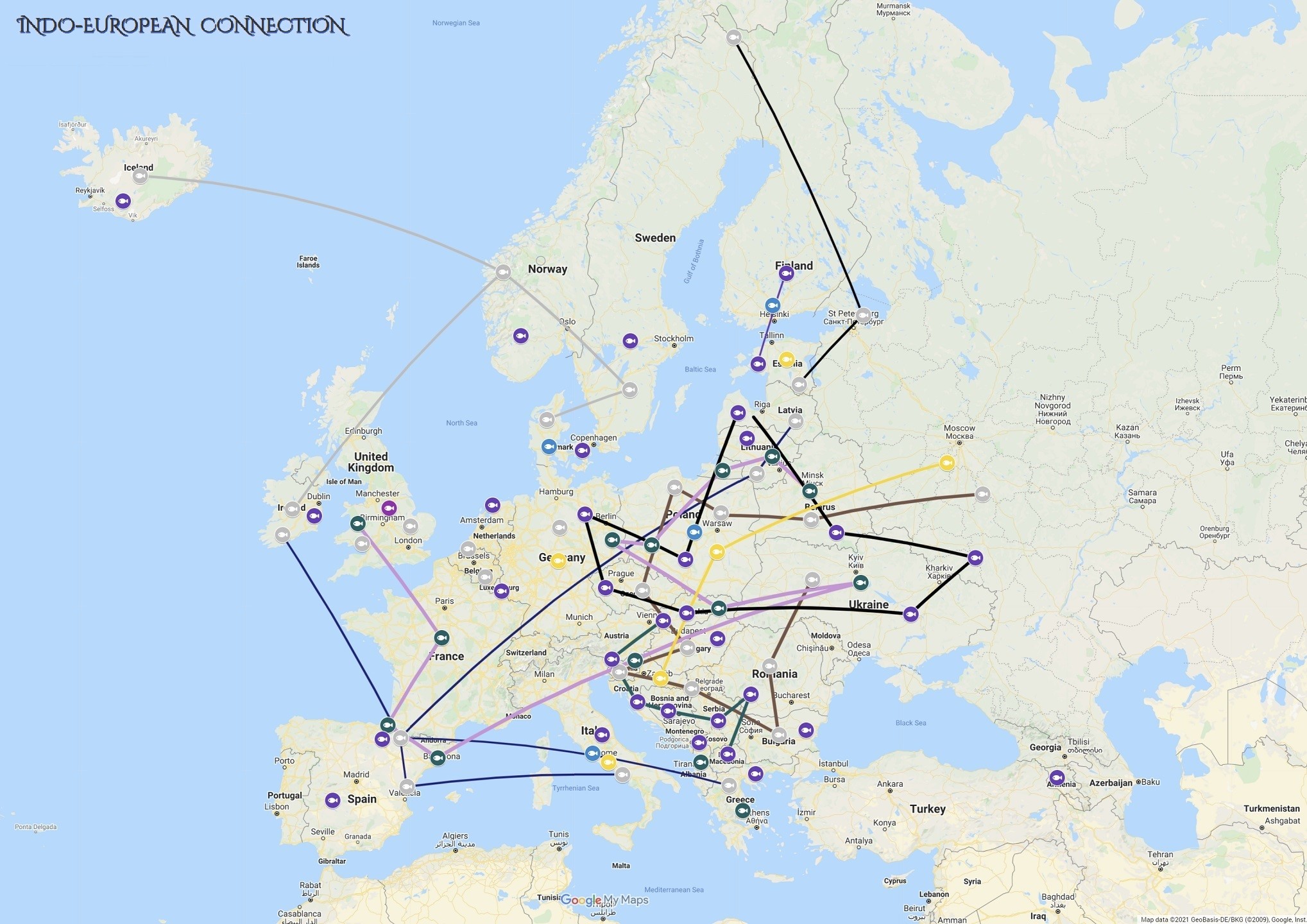 The names of Esox lucius cluster in the Slavic speaking countries, while the names of sturgeon cluster in whole Europe. Scandinavia has the most unique names for fish species.