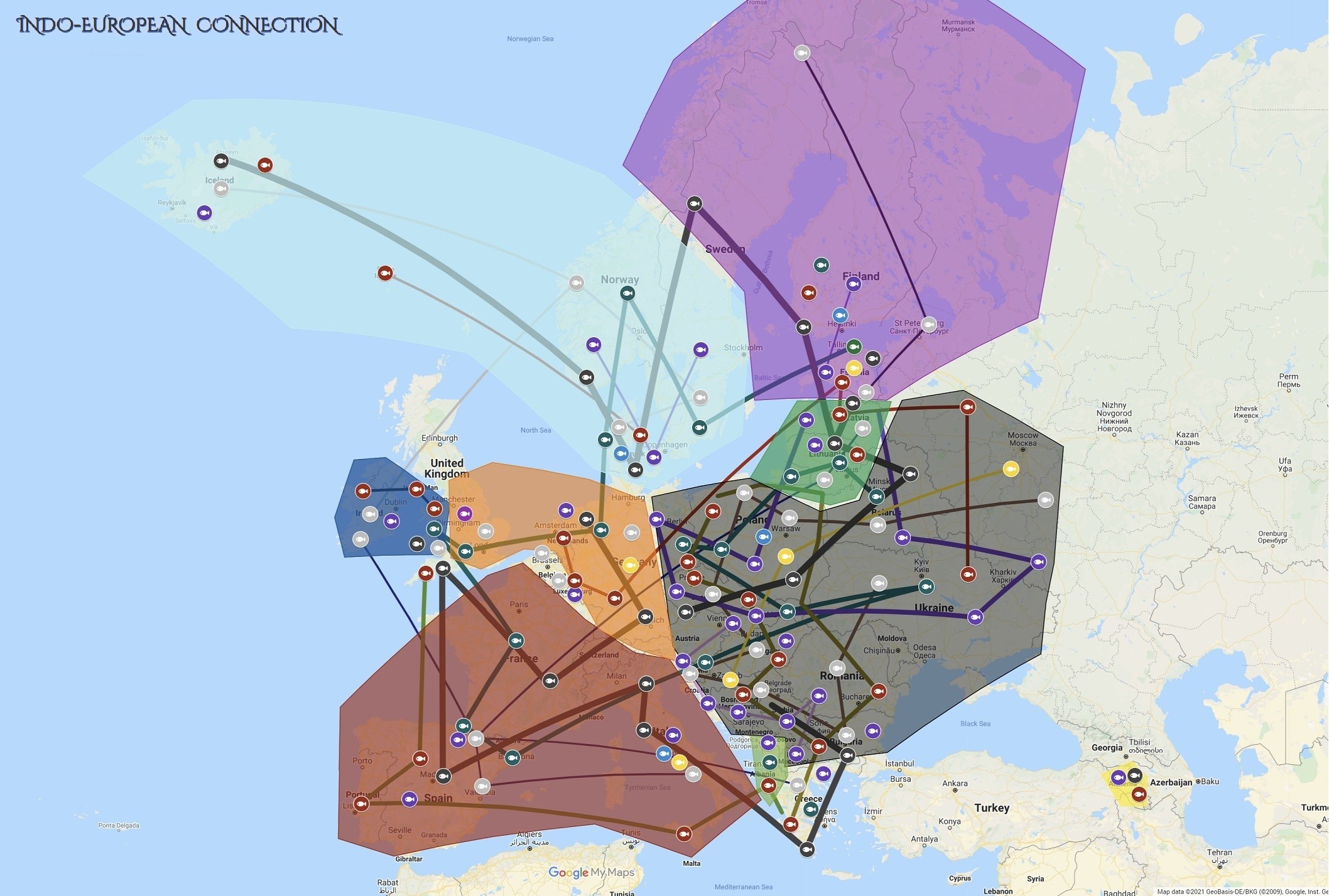 In Europe there are 9 main clusters of fish species names: Uralic, Scandinavian, Baltic, Slavic, Albanian, Armenian, Latin, West Germanic, West Celtic