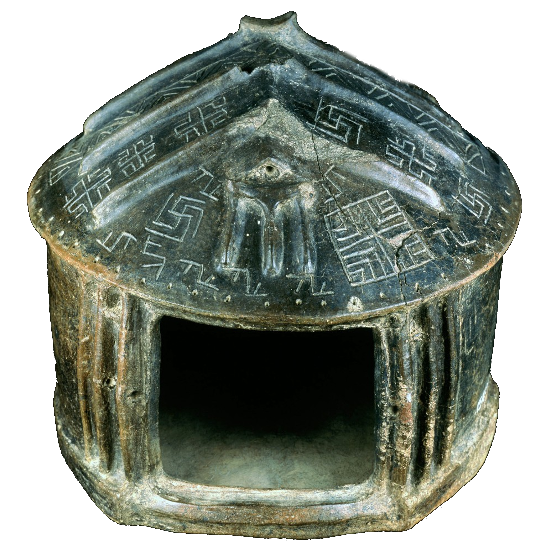 Image of a hut shaped urn of Latial Culture