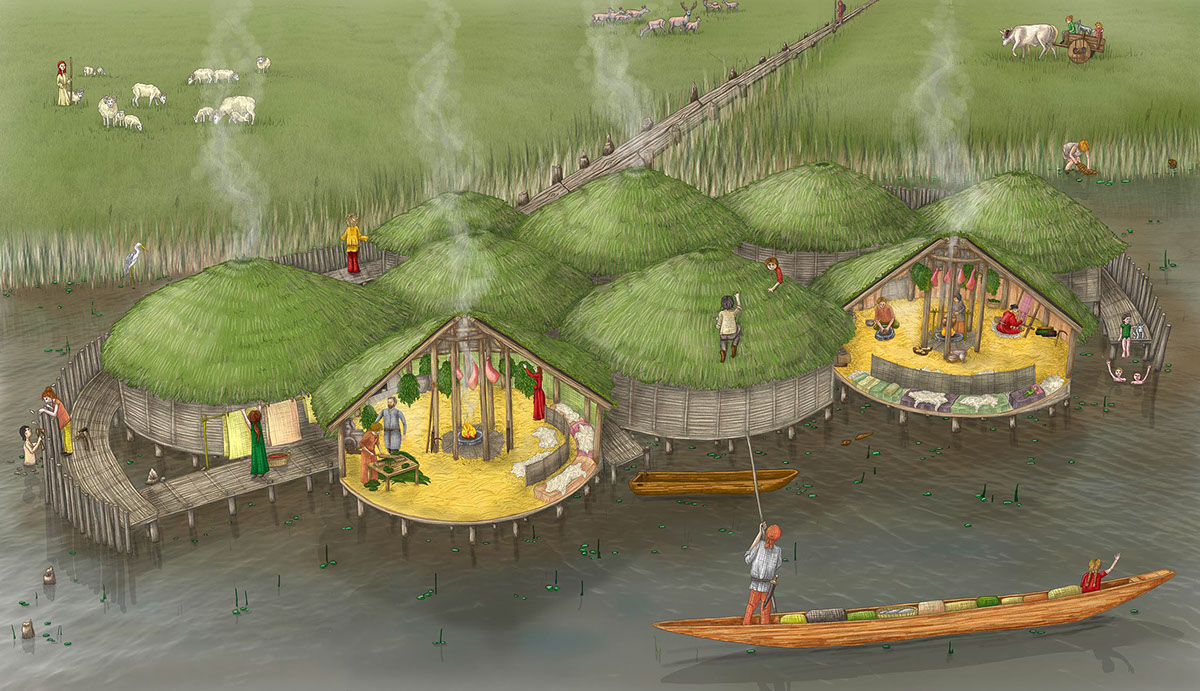 1250 BC - Must Farm near Peteborough in UK (reconstruction by Vicki Herring)