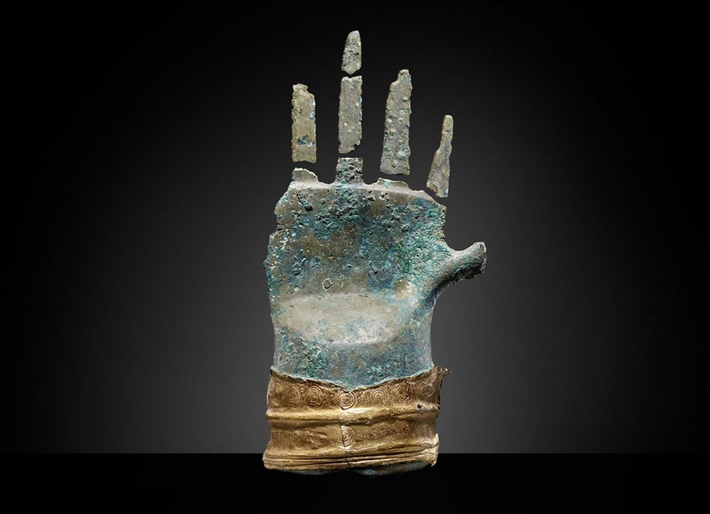 A 1500 BC bronze metal hand found in Preles, Switzerland
