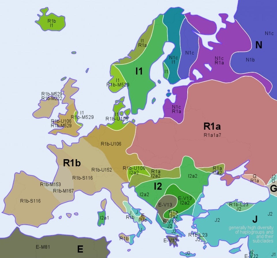 A map of N1c haplogroup distribution in Europe, it reached only Finland, Estonia, Latvia, Lithuania and Old Prussia