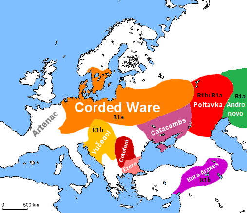 Kura-Araxes Culture R1b on a map of Europe