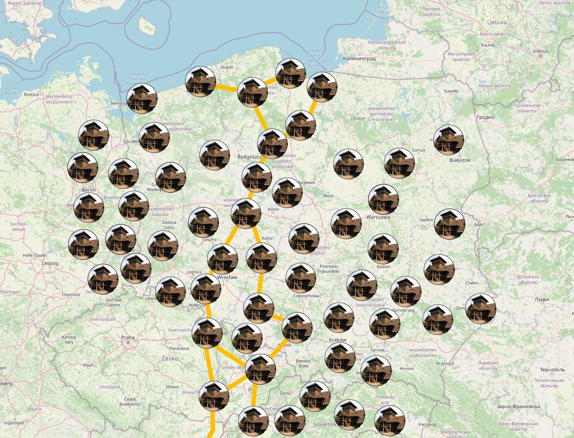 A map showing all Lusatian Culture settlements