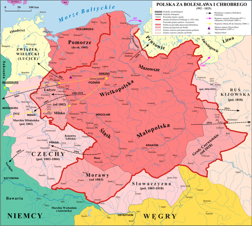 The territory of Poland during Bolesław Chrobry rule covers whole territory of Lusatian Culture