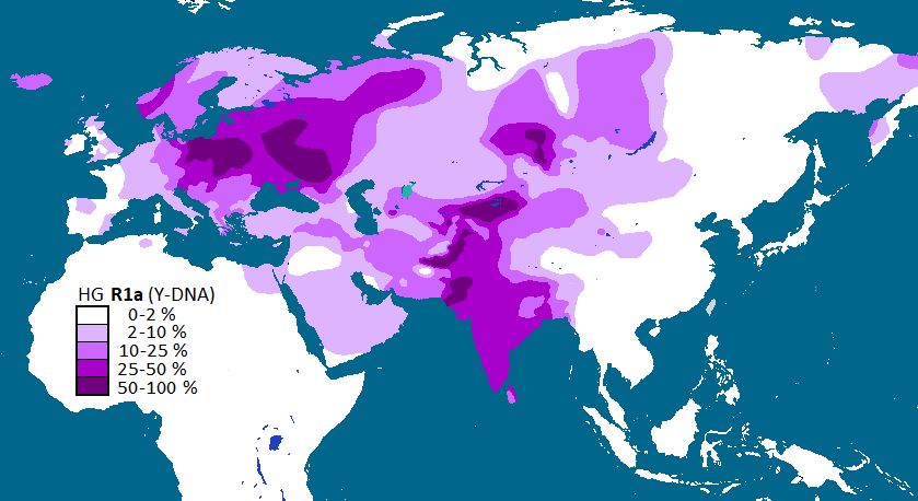 R1a Haplogroup distribution map