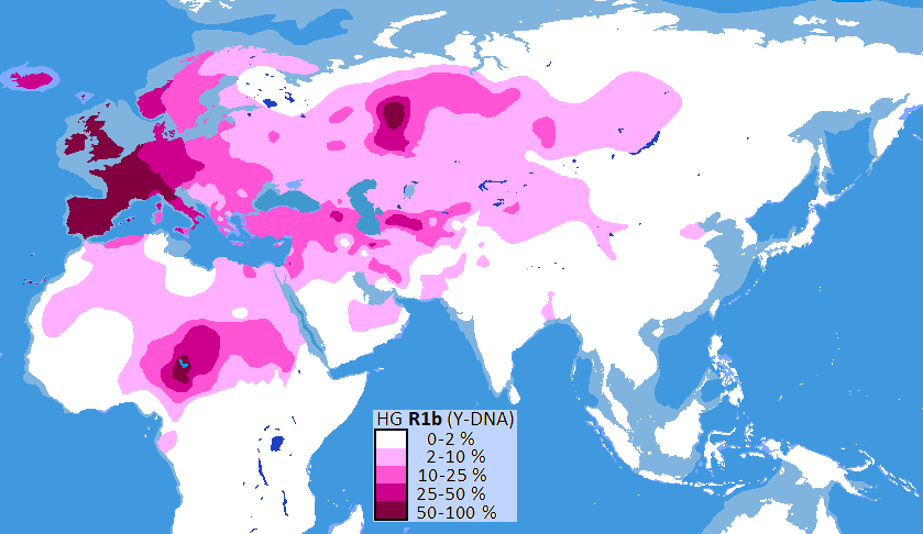 R1b Haplogroup distribution map